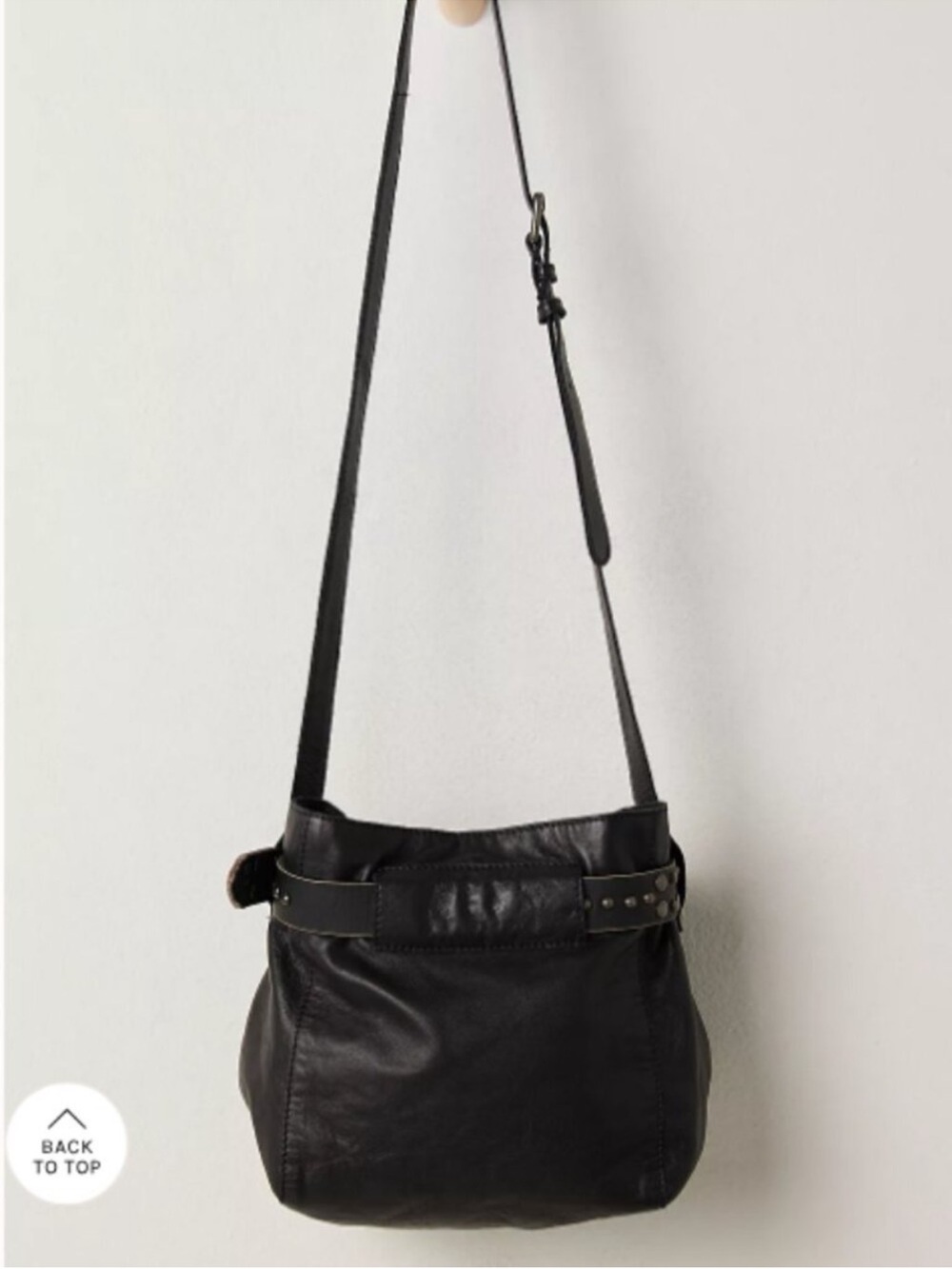 Free People Black Leather Studded Belt-Detail Bucket Shoulder Bag - Picture 5 of 9